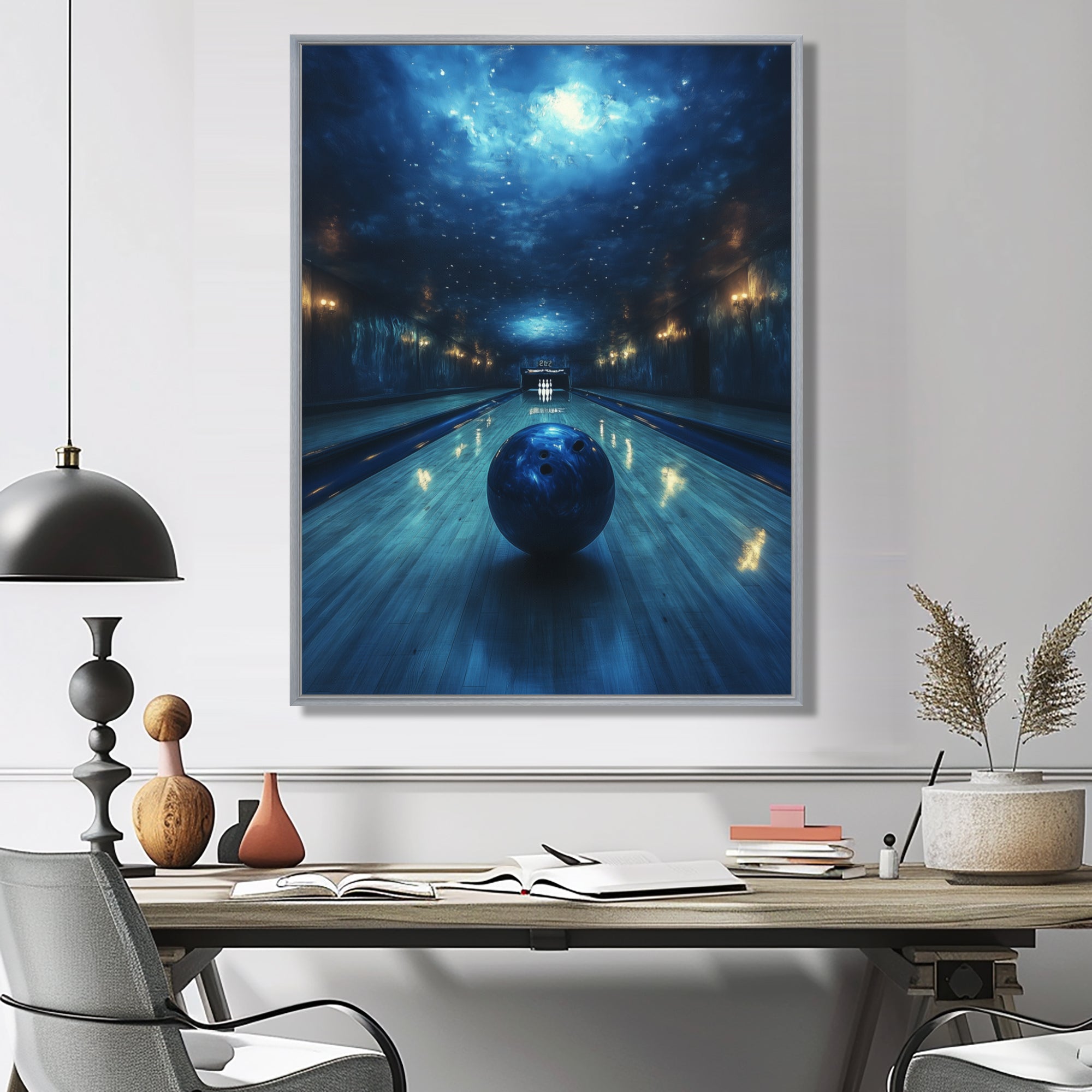 Blue And Black Bowling Strike Zone - Bowling Canvas Wall Art