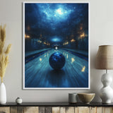 Blue And Black Bowling Strike Zone - Bowling Canvas Wall Art
