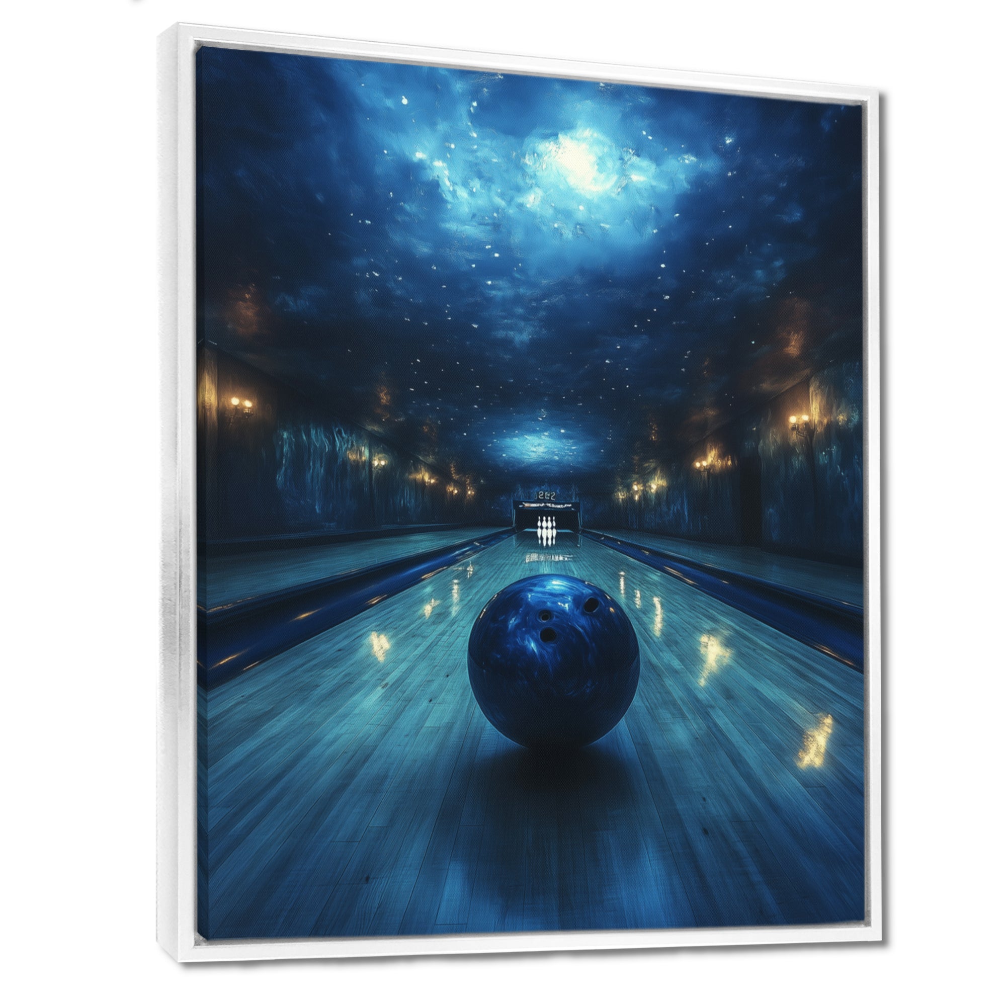 Blue And Black Bowling Strike Zone - Bowling Canvas Wall Art