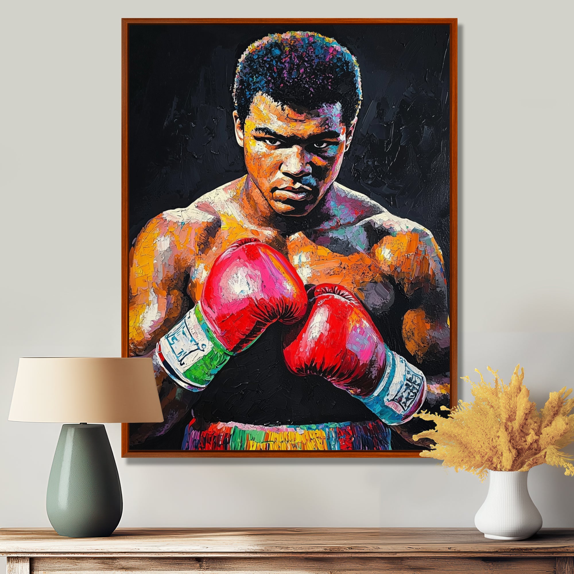 Red And Green Sport Boxing Mohamad Ali Art I - Sport Boxing Canvas Wall Art