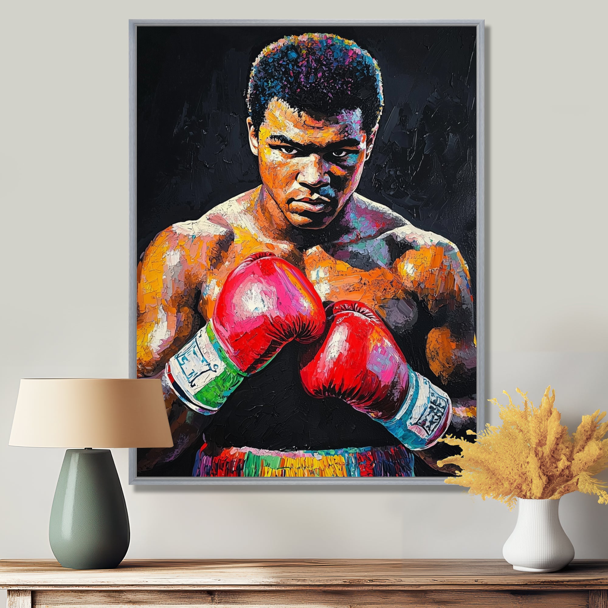 Red And Green Sport Boxing Mohamad Ali Art I - Sport Boxing Canvas Wall Art