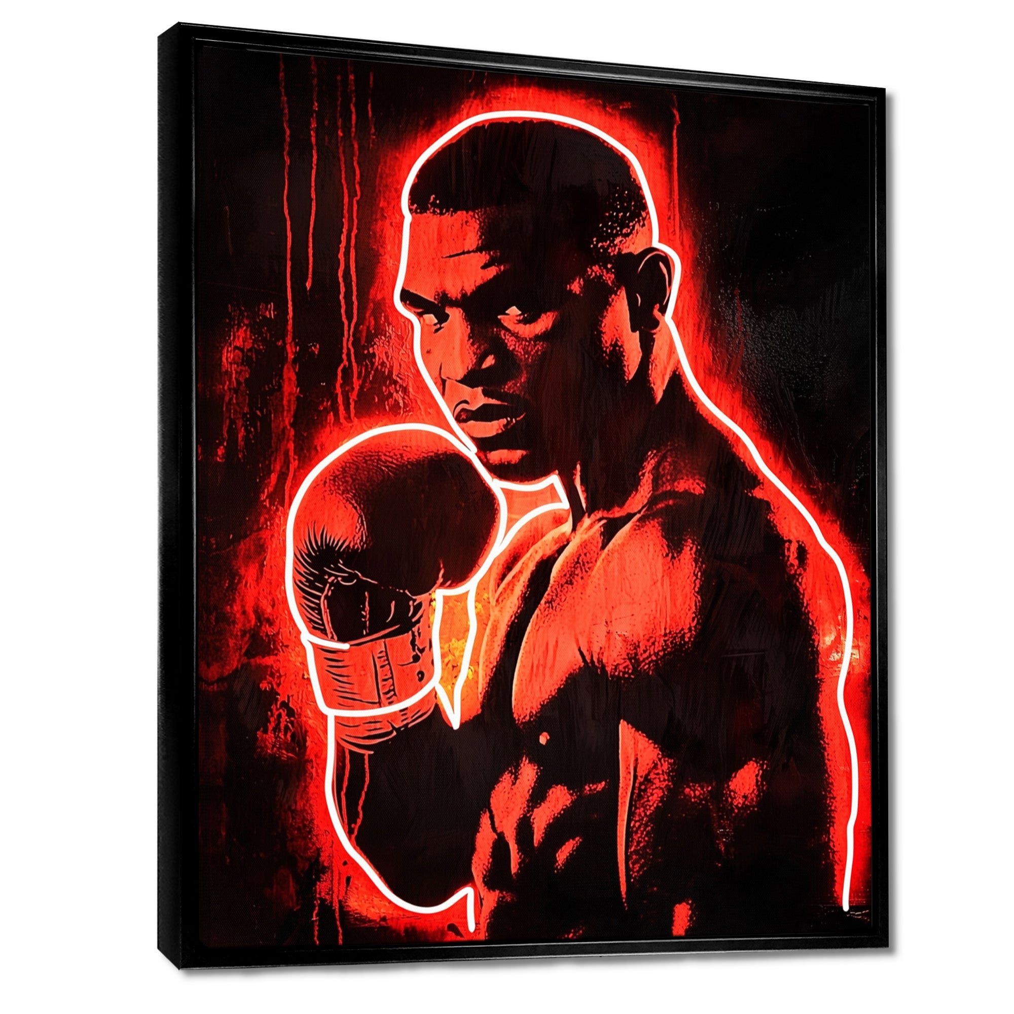 Neon Style Painting Of Mike Tyson - Sport Boxing Canvas Wall Art