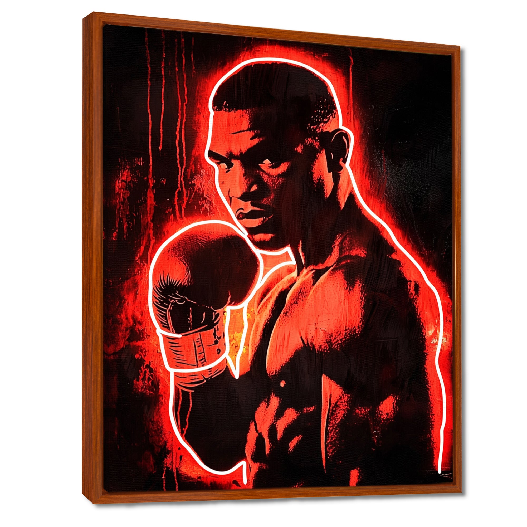 Neon Style Painting Of Mike Tyson - Sport Boxing Canvas Wall Art