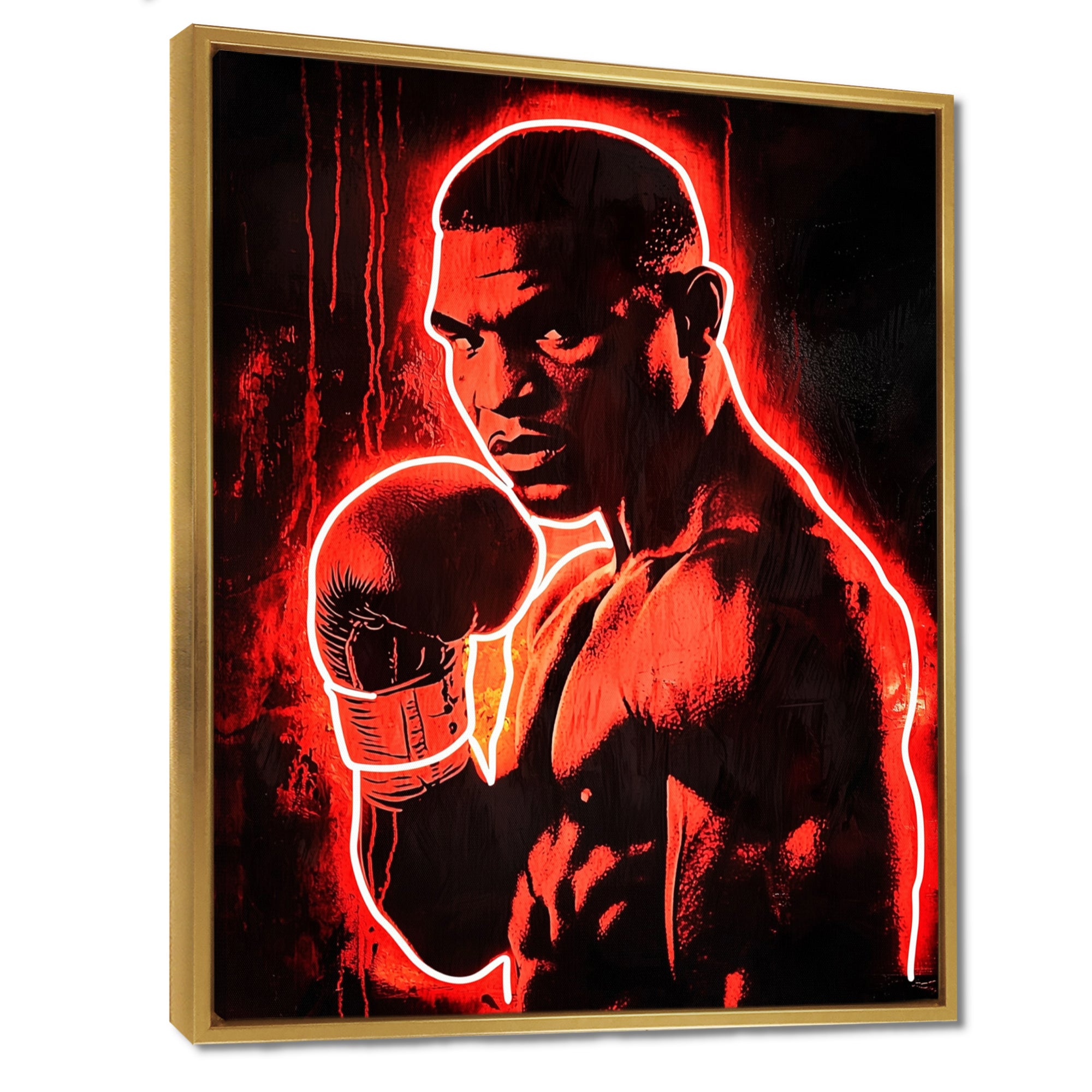 Neon Style Painting Of Mike Tyson - Sport Boxing Canvas Wall Art