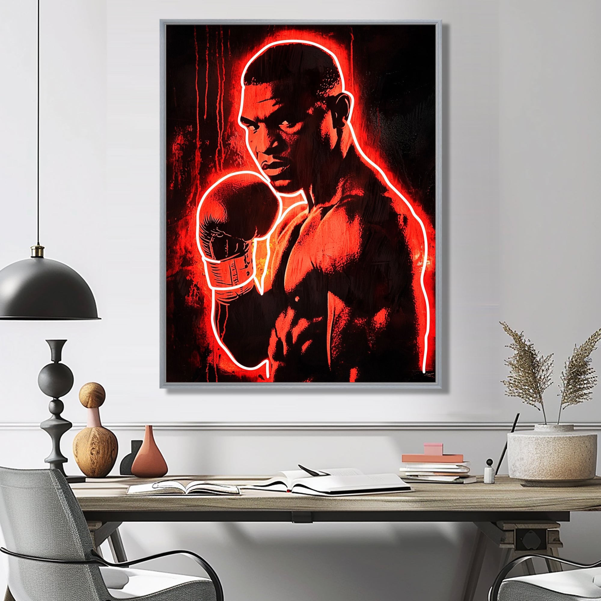 Neon Style Painting Of Mike Tyson - Sport Boxing Canvas Wall Art