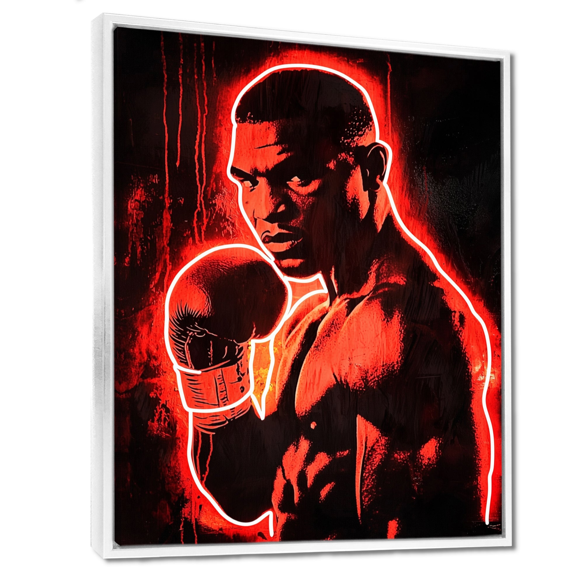 Neon Style Painting Of Mike Tyson - Sport Boxing Canvas Wall Art