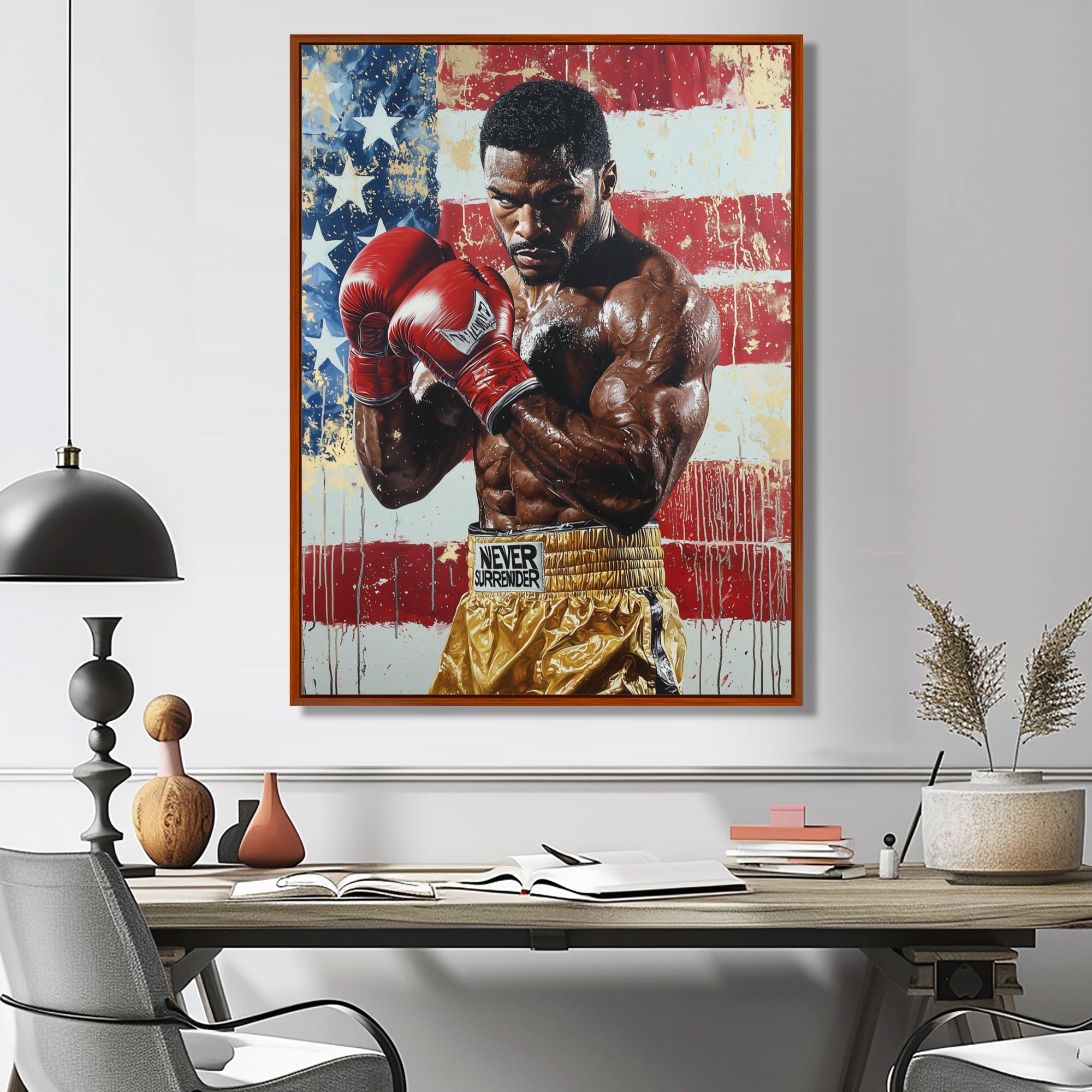 Red And White Sport Boxing Apollo Creed I - Sport Boxing Canvas Wall Art