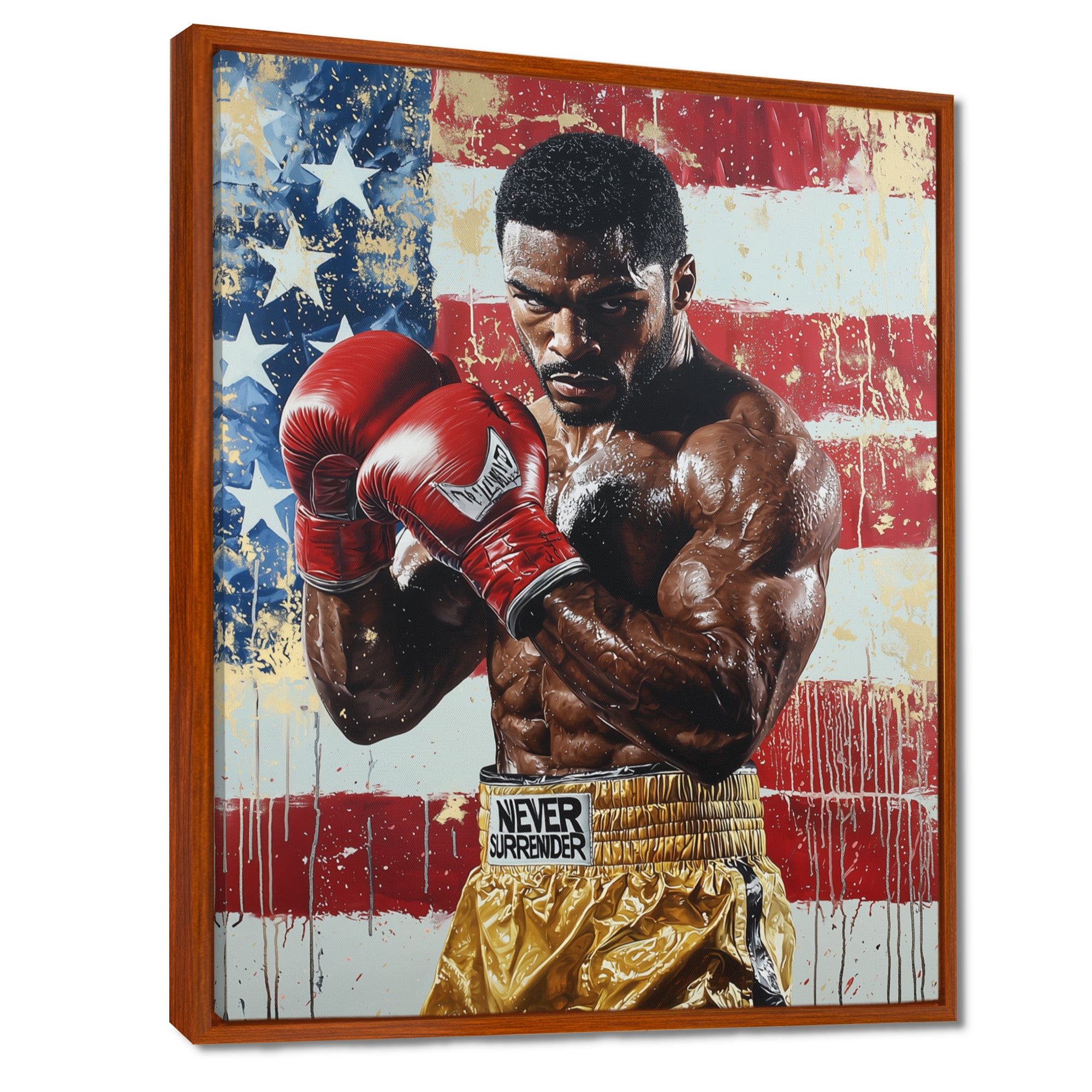 Red And White Sport Boxing Apollo Creed I - Sport Boxing Canvas Wall Art