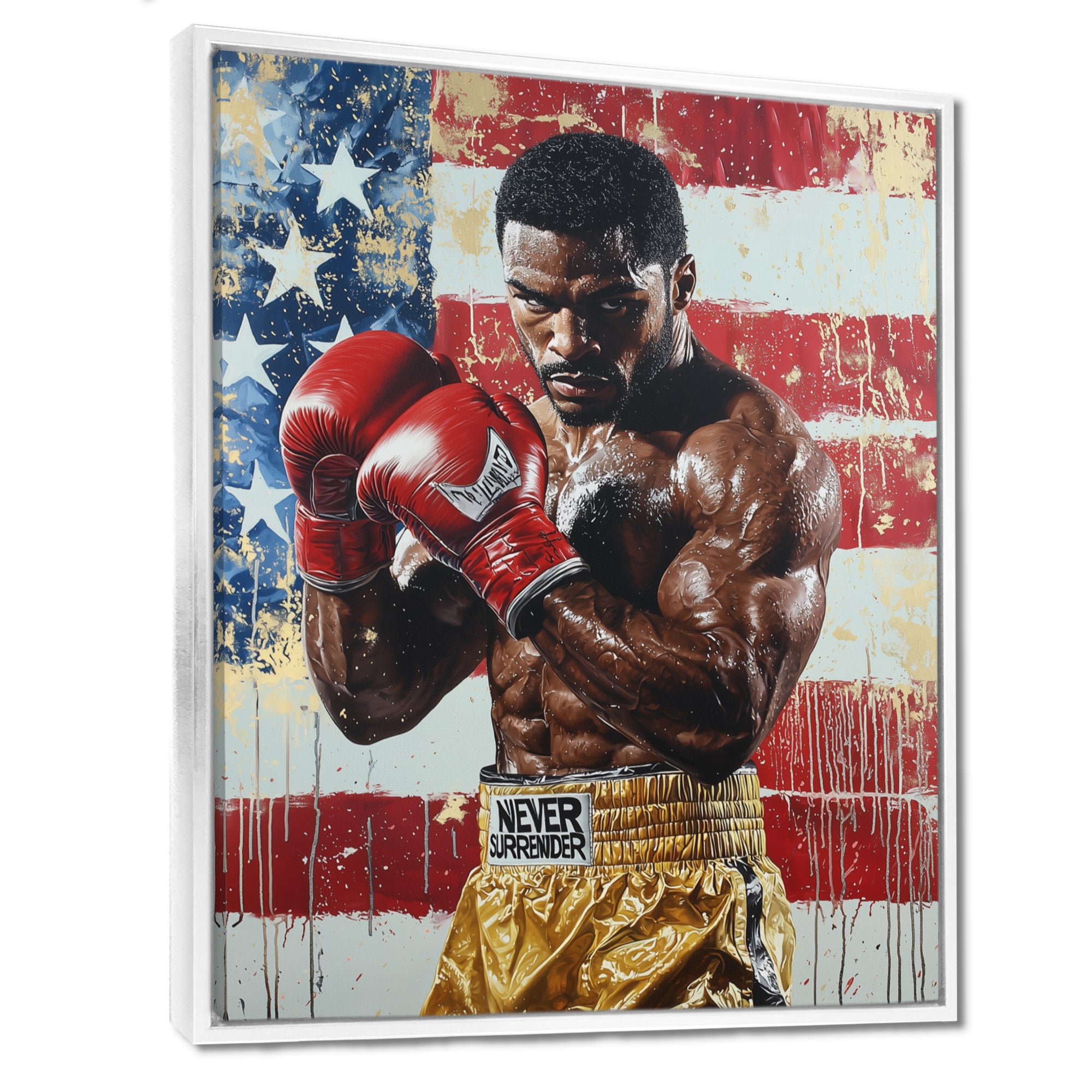 Red And White Sport Boxing Apollo Creed I - Sport Boxing Canvas Wall Art