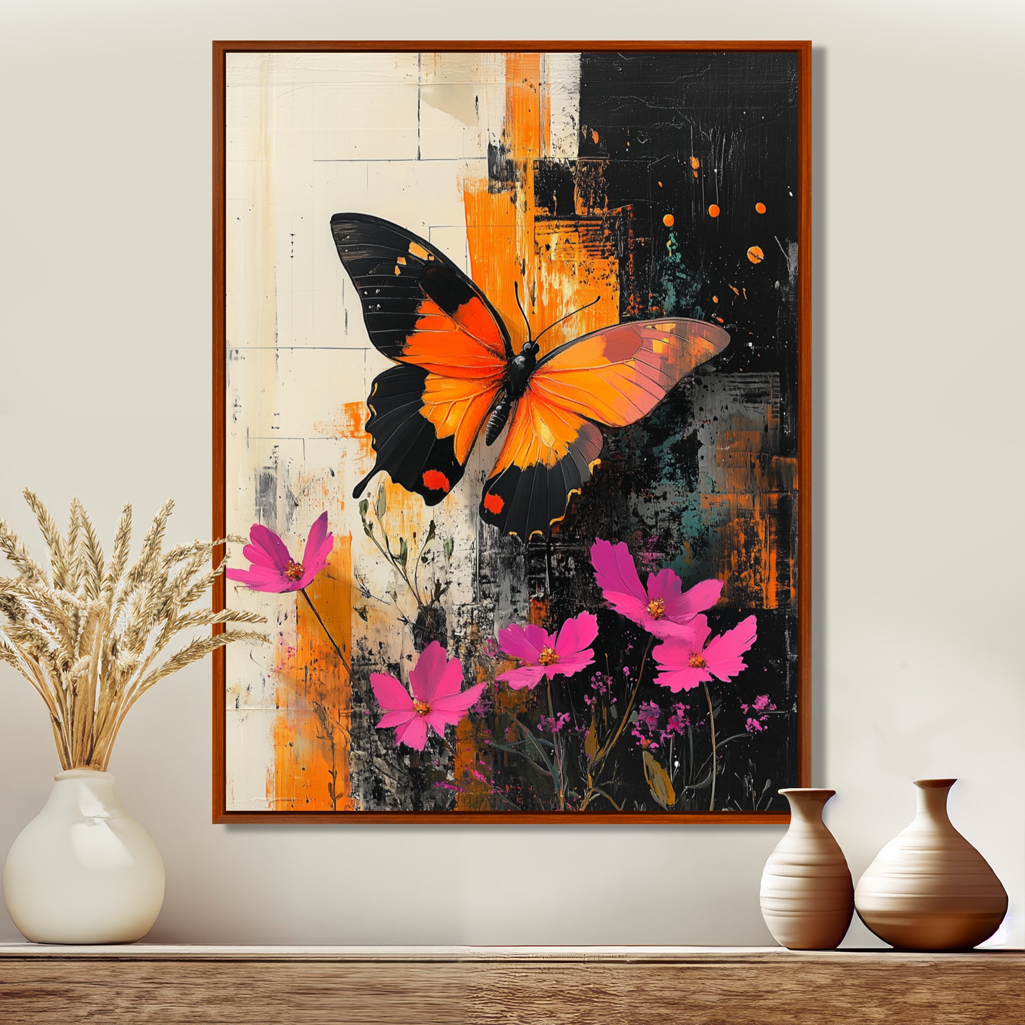Butterfly Shoreline Symphony Of Life - Butterfly Framed Canvas Art