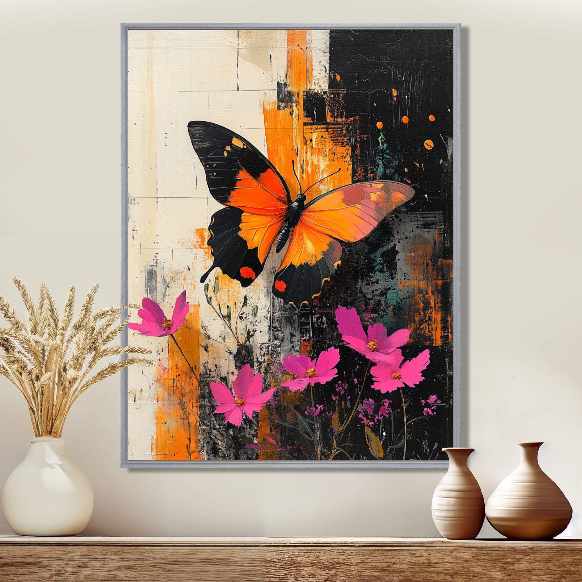 Butterfly Shoreline Symphony Of Life - Butterfly Framed Canvas Art