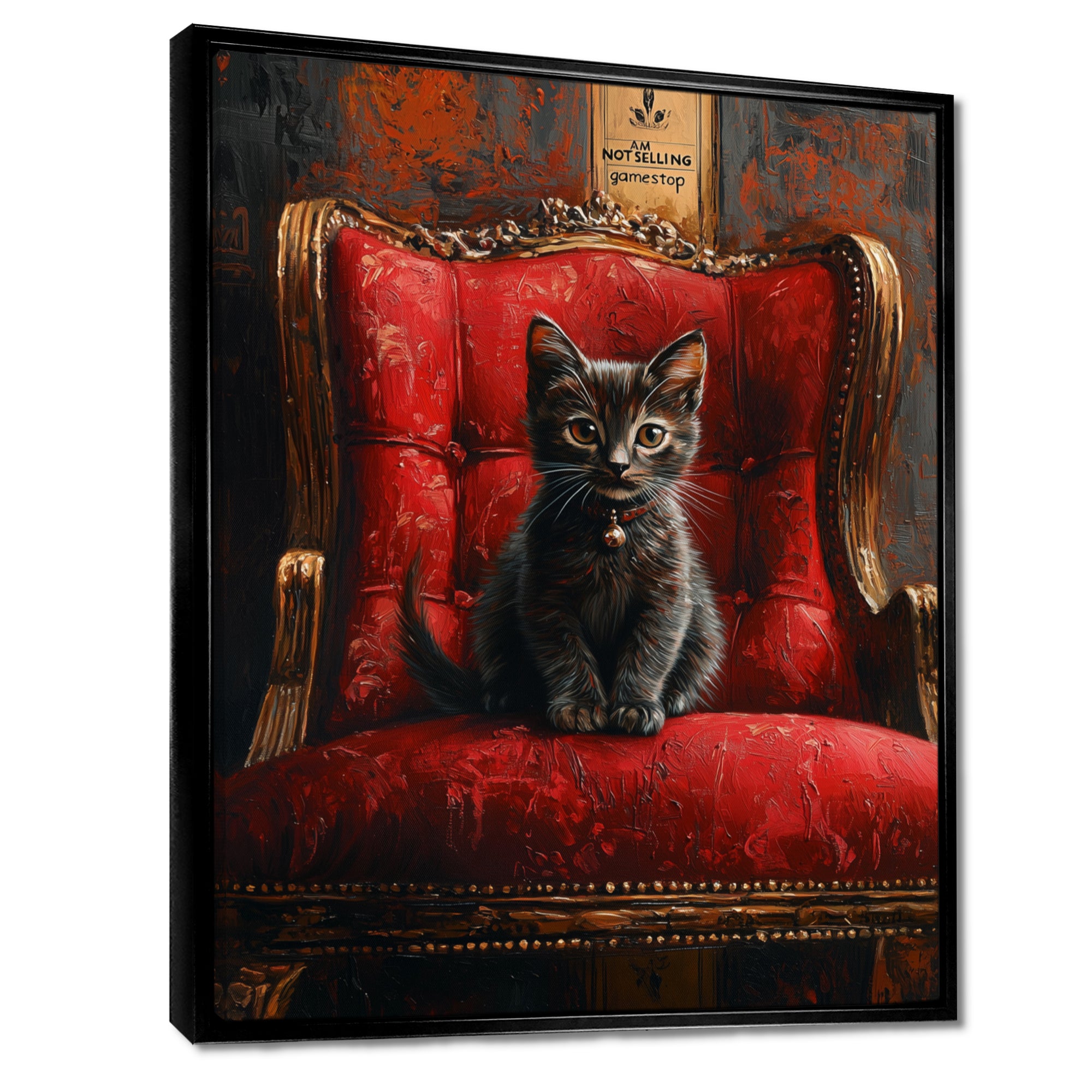 Red And Gold Cat Roaring Kitty Sophisticate - Cat Large Canvas Wall Art
