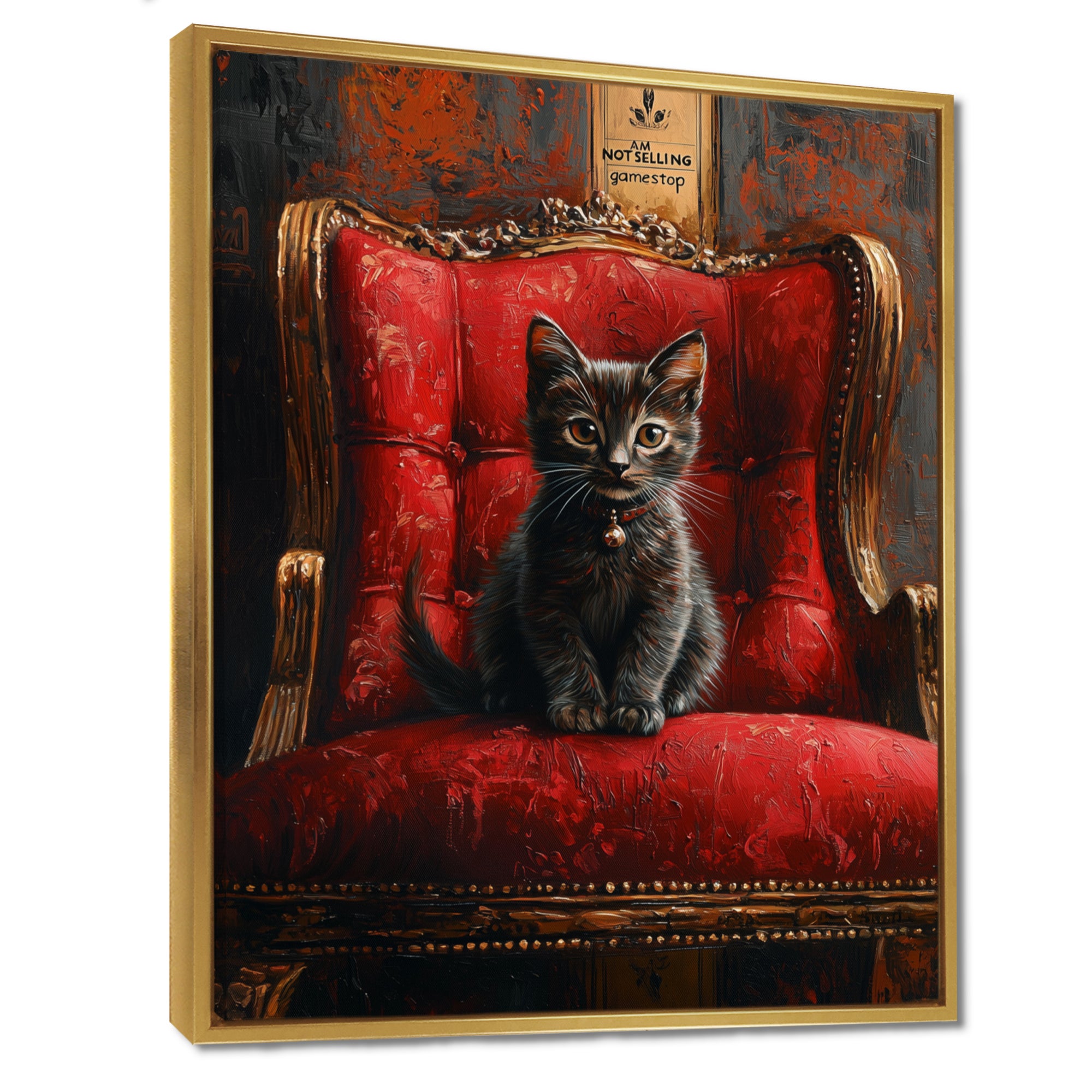 Red And Gold Cat Roaring Kitty Sophisticate - Cat Large Canvas Wall Art