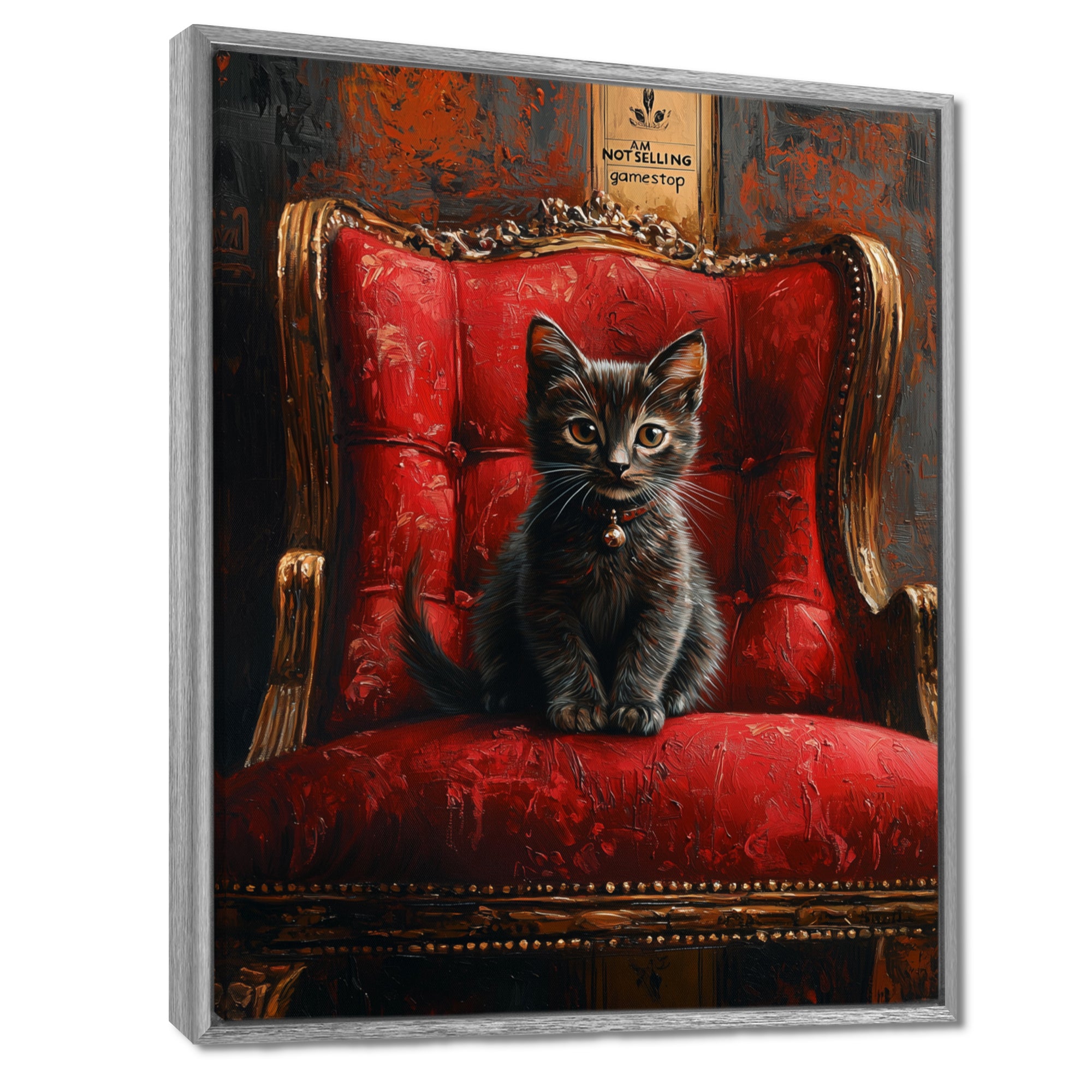 Red And Gold Cat Roaring Kitty Sophisticate - Cat Large Canvas Wall Art