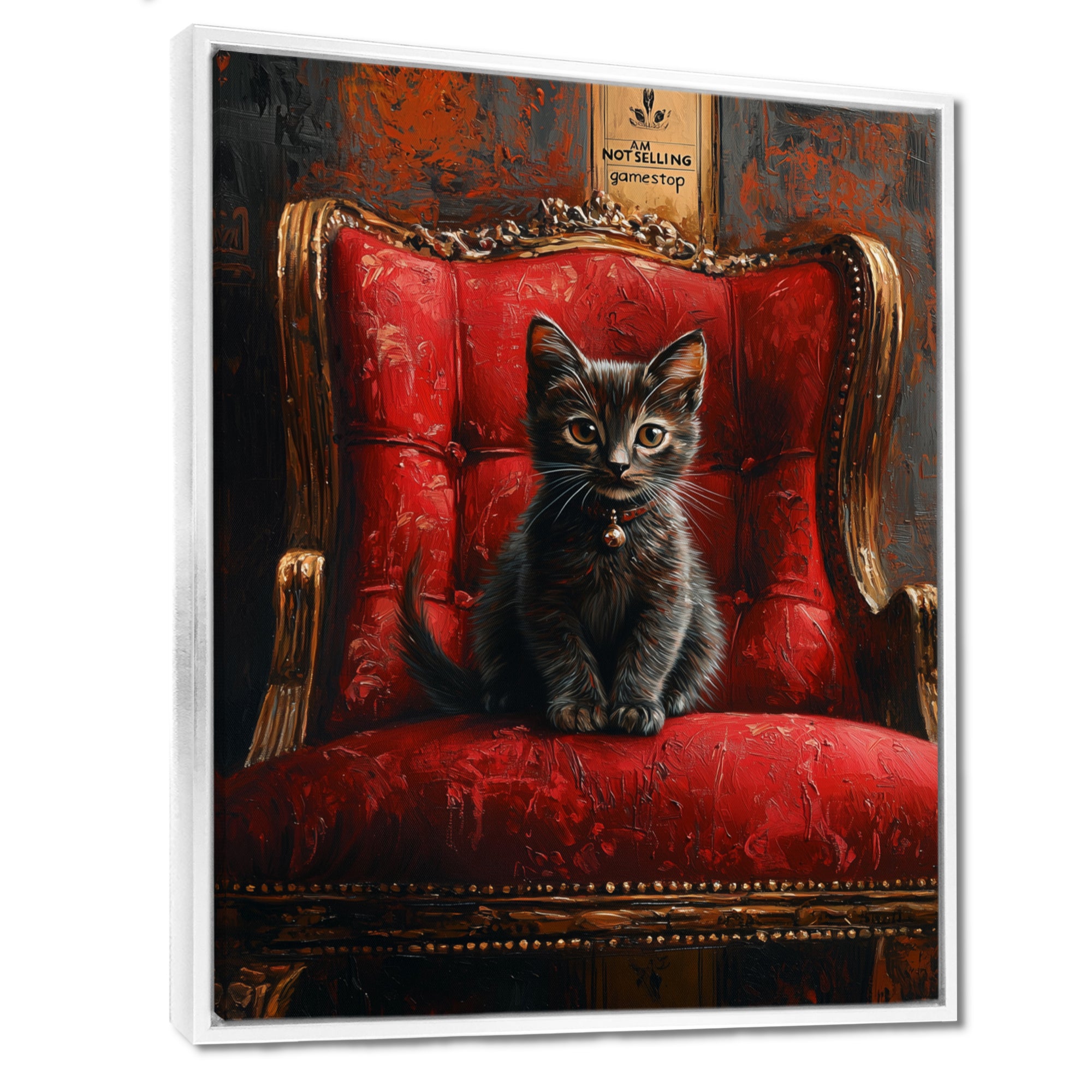 Red And Gold Cat Roaring Kitty Sophisticate - Cat Large Canvas Wall Art