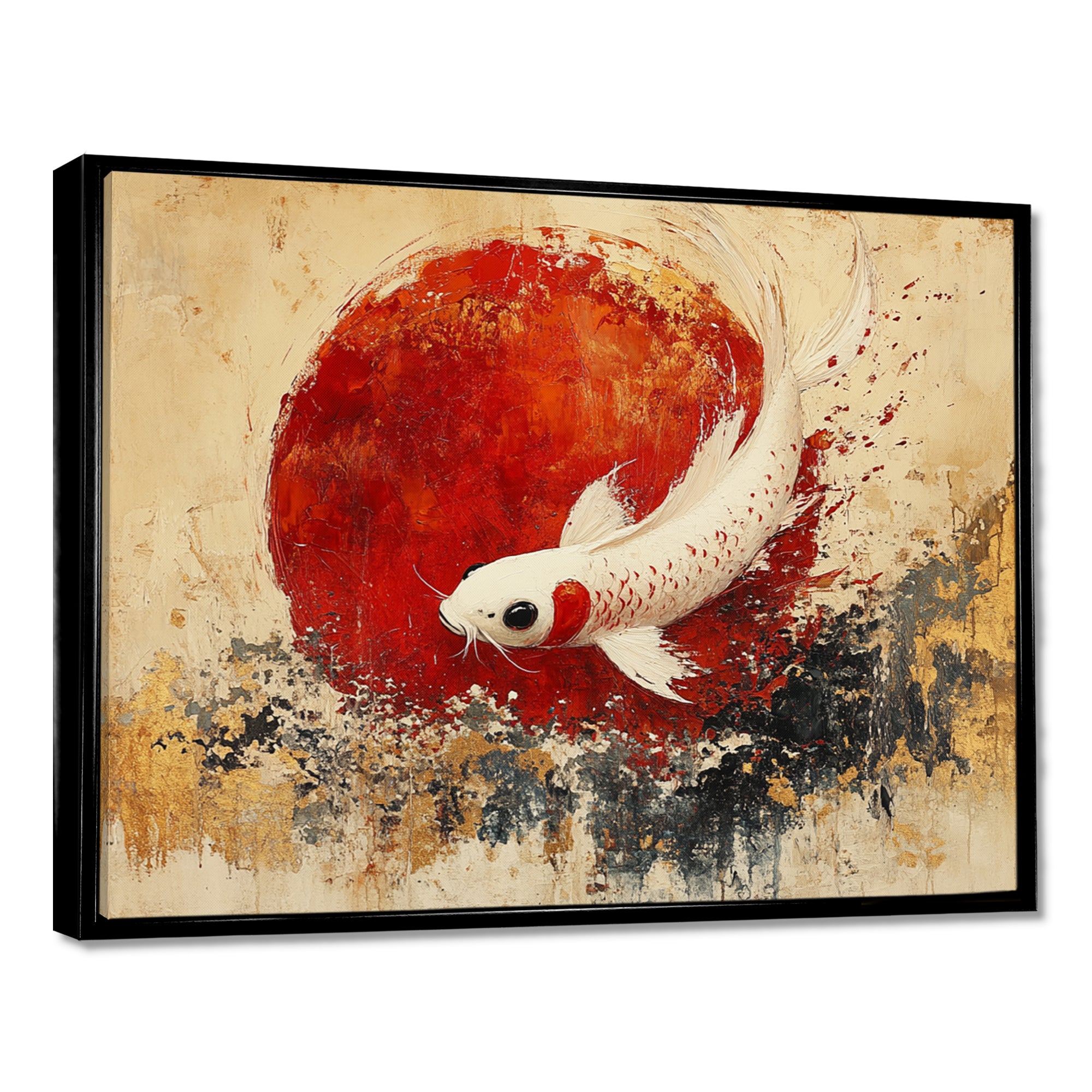 White And Red Koi Fish Chinese Zodiac - Koi's Fish Bedroom Wall Art
