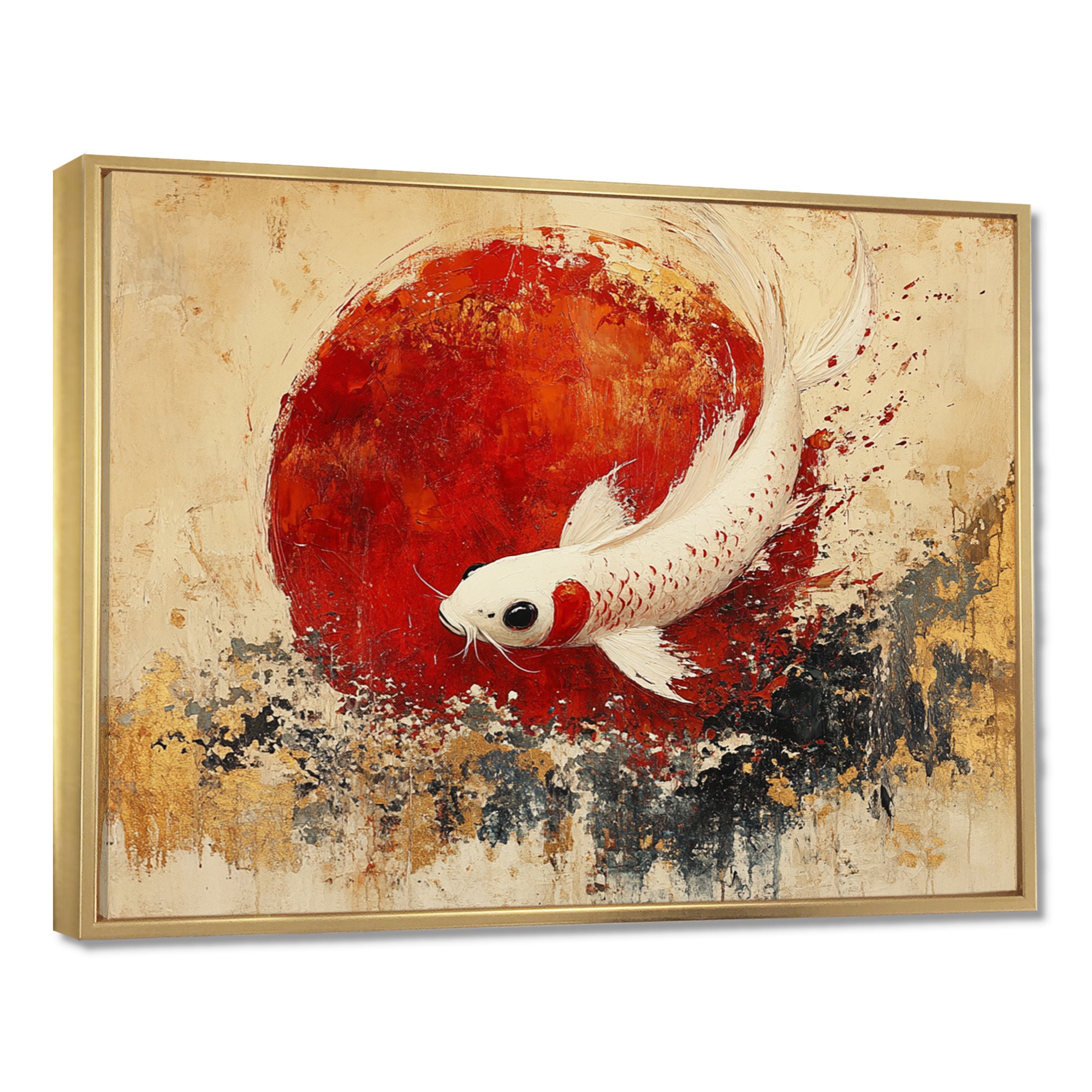White And Red Koi Fish Chinese Zodiac - Koi's Fish Bedroom Wall Art
