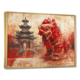 Red And Grey Dragons Lion Dance - Dragons Canvas Wall Art