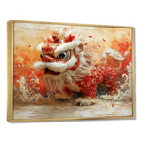 Red And White Dragons Lion Dance - Dragons Canvas Wall Art