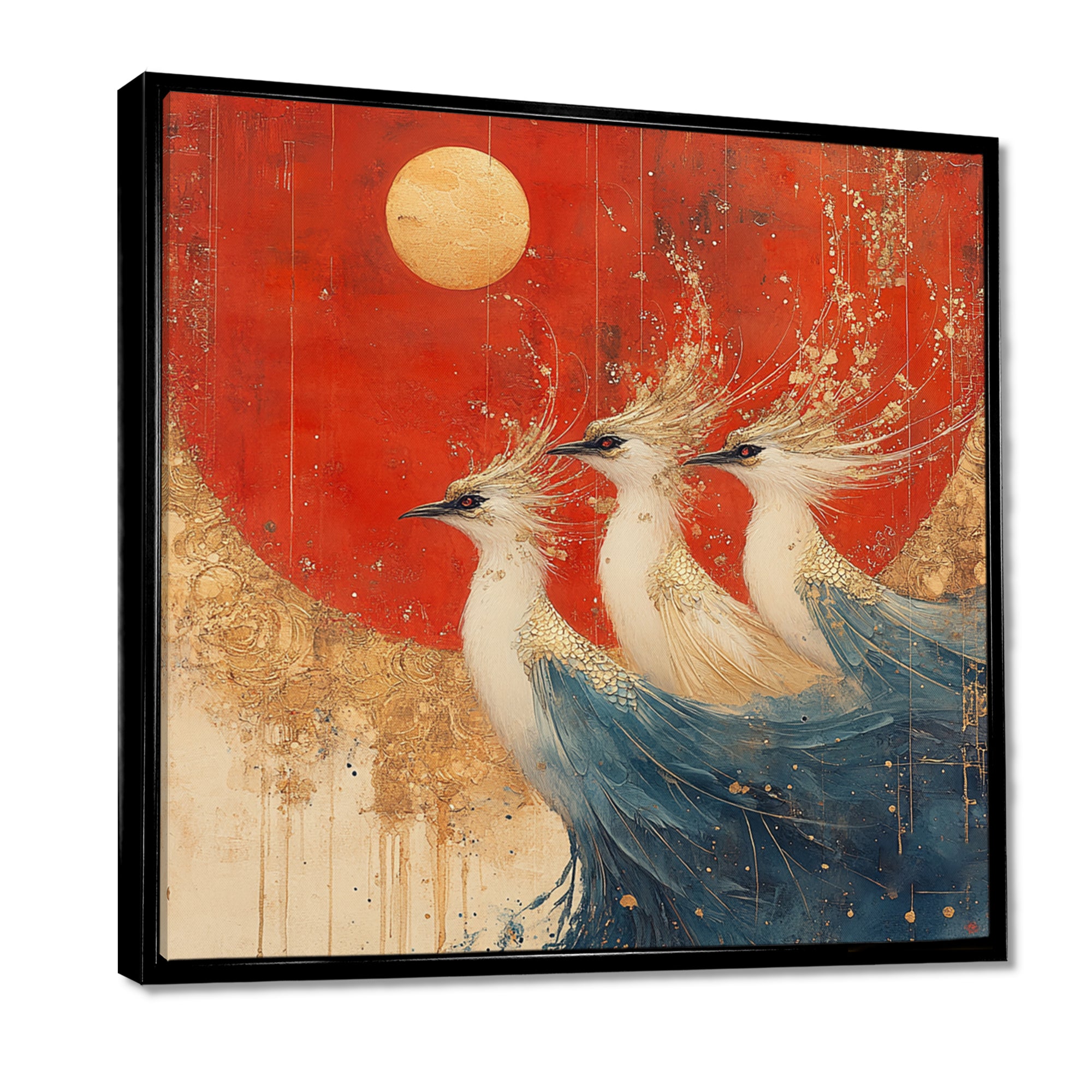 Blue And Orange Bird Spirit Guardians - Bird Wall Decor