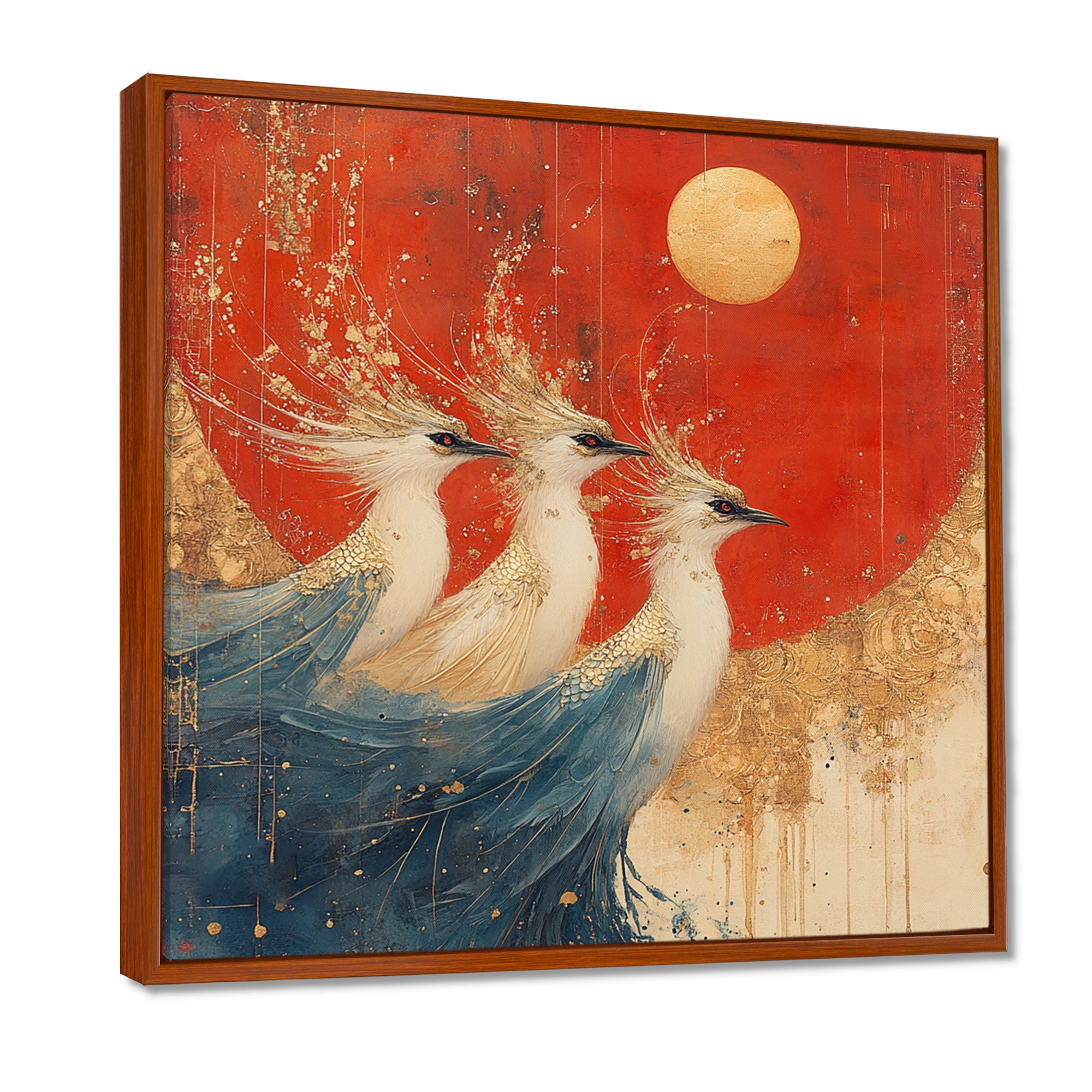 Blue And Orange Bird Spirit Guardians - Bird Wall Decor