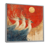 Blue And Orange Bird Spirit Guardians - Bird Wall Decor