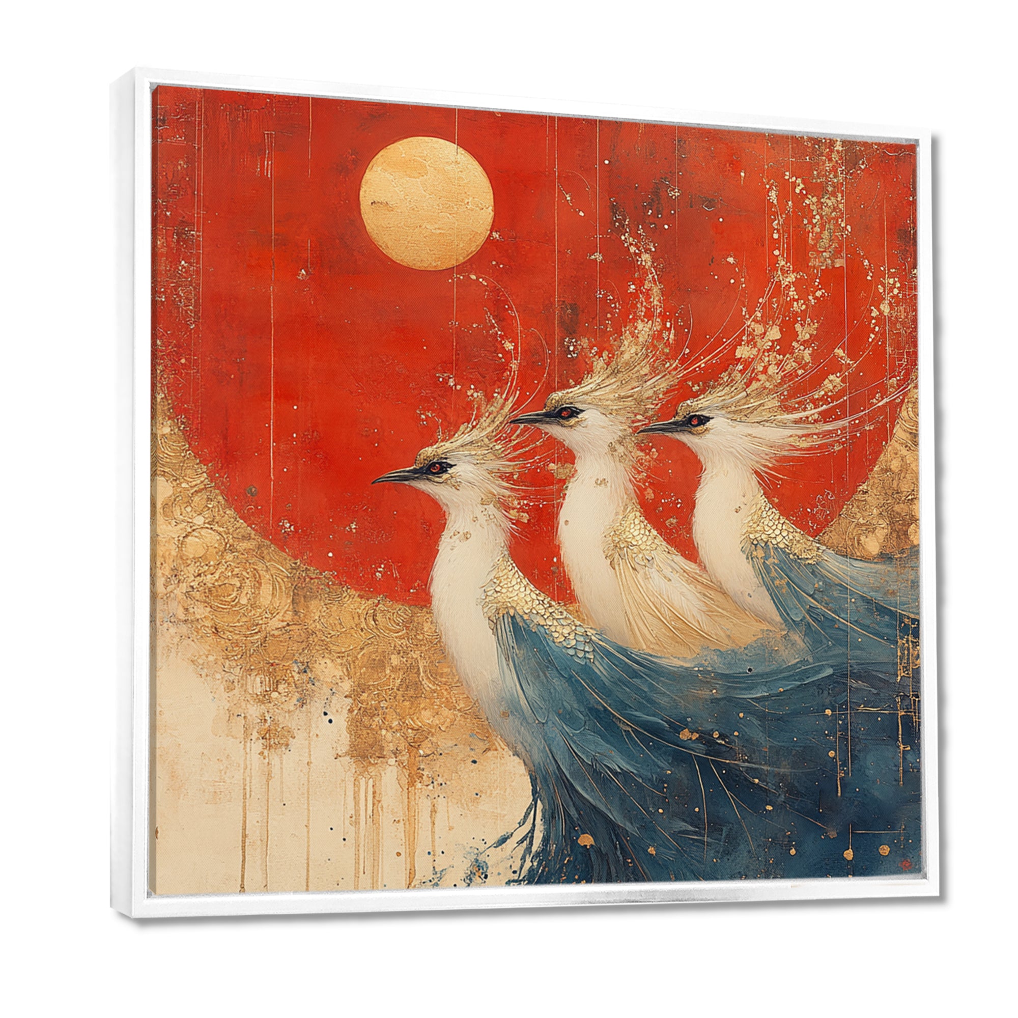 Blue And Orange Bird Spirit Guardians - Bird Wall Decor