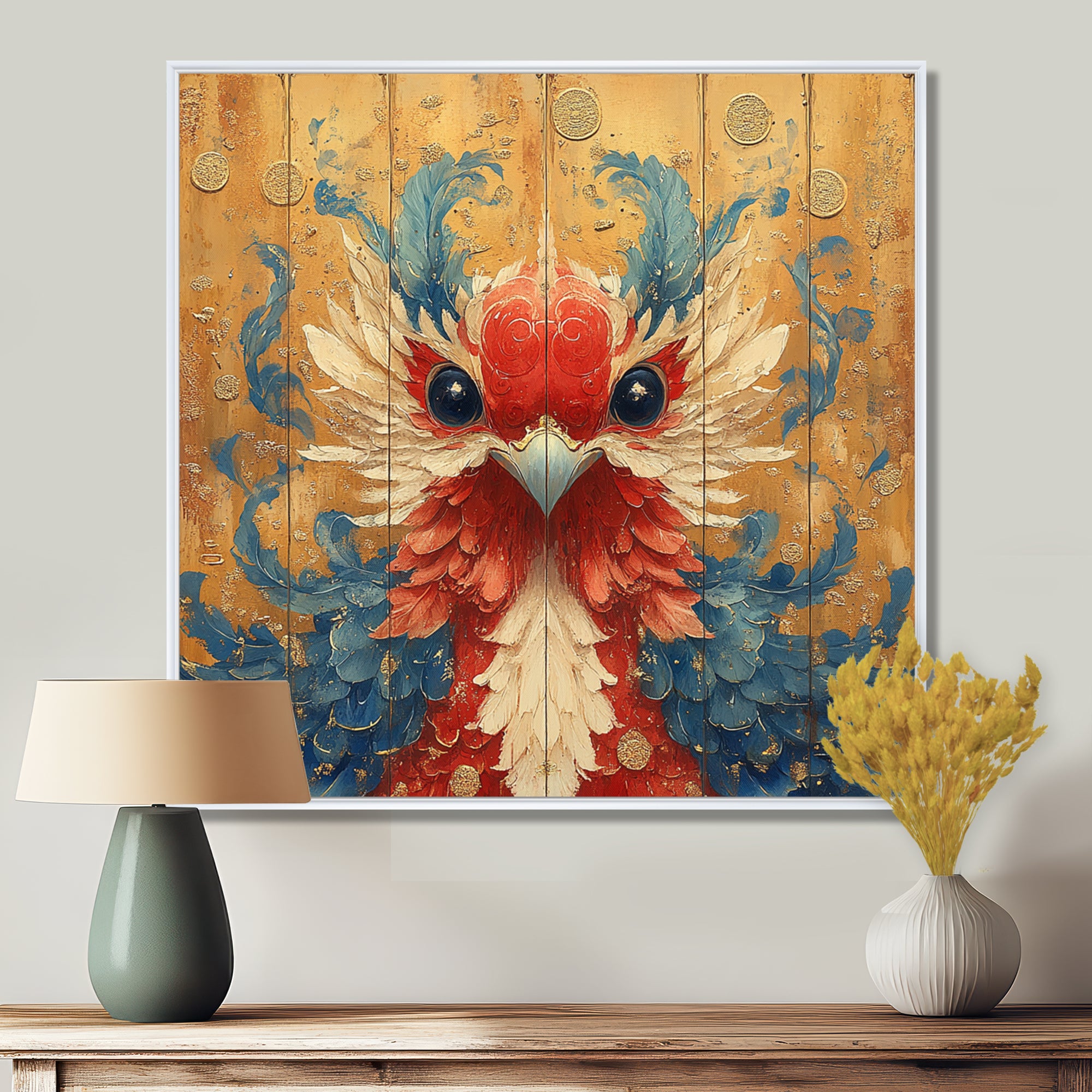 Red And Blue Bird Spirit Guardian - Bird Wall Art Prints