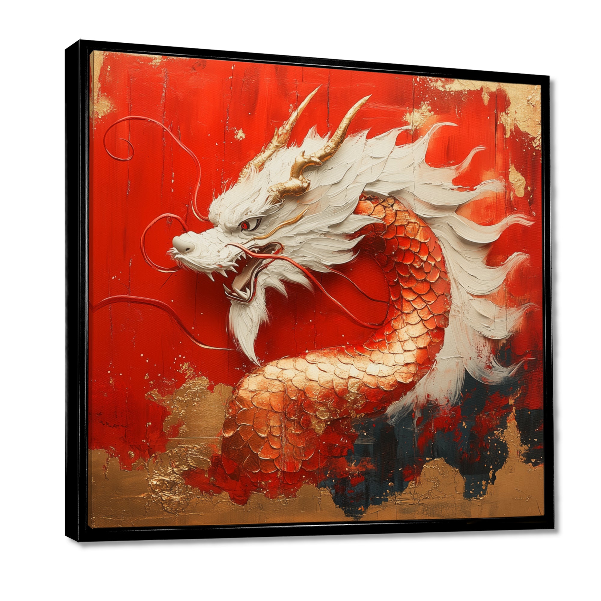 White And Orange Dragon Spirit - White Dragons Wall Art