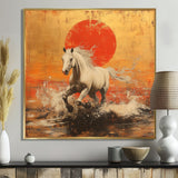 Orange And Gold Horse - Horse Framed Canvas Art