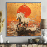 Orange And Gold Horse - Horse Framed Canvas Art
