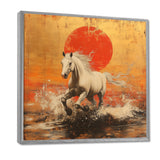 Orange And Gold Horse - Horse Framed Canvas Art