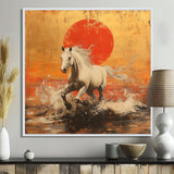 Orange And Gold Horse - Horse Framed Canvas Art