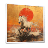 Orange And Gold Horse - Horse Framed Canvas Art