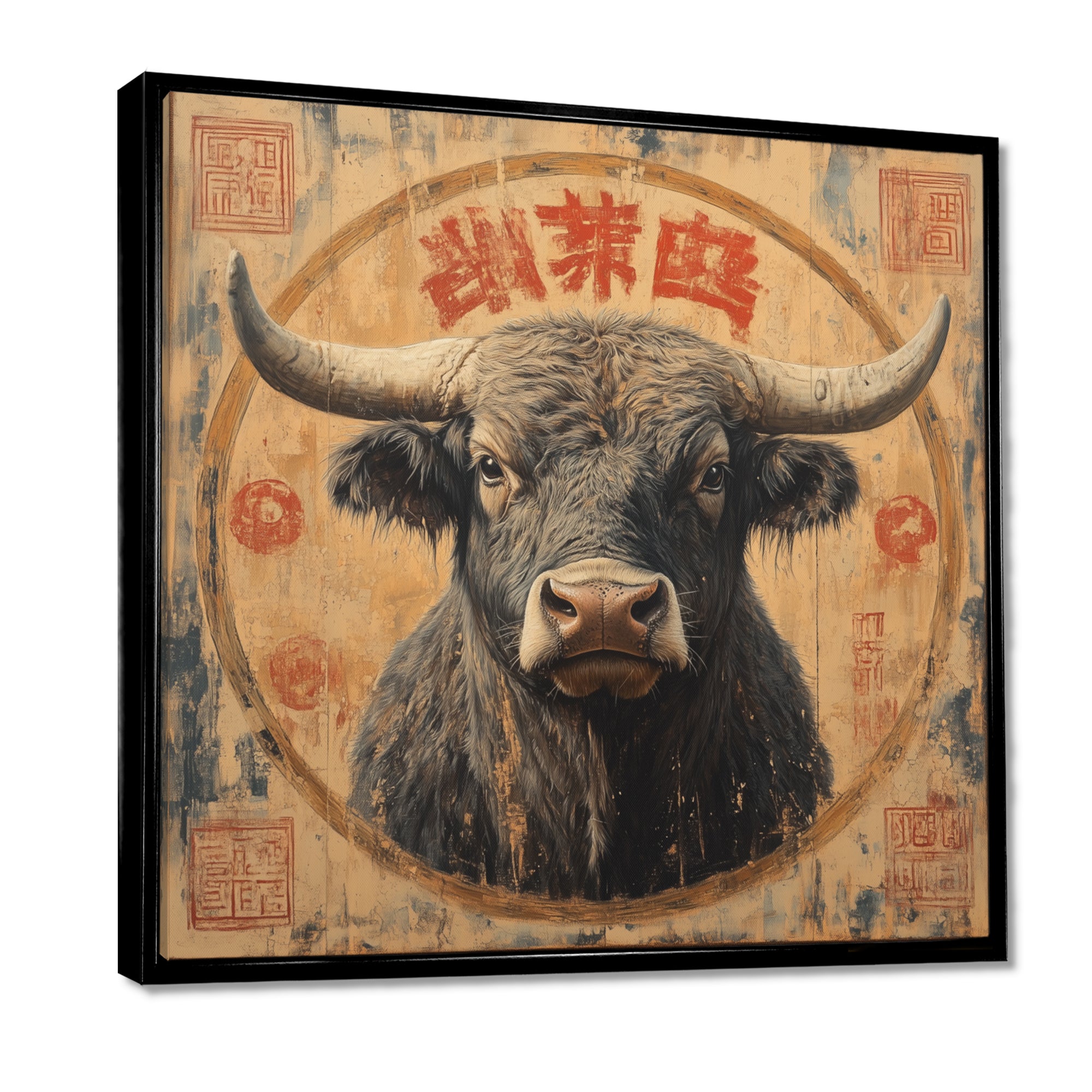 Brown And Red Bull Ox Earthy Strength - Bull Bedroom Wall Art
