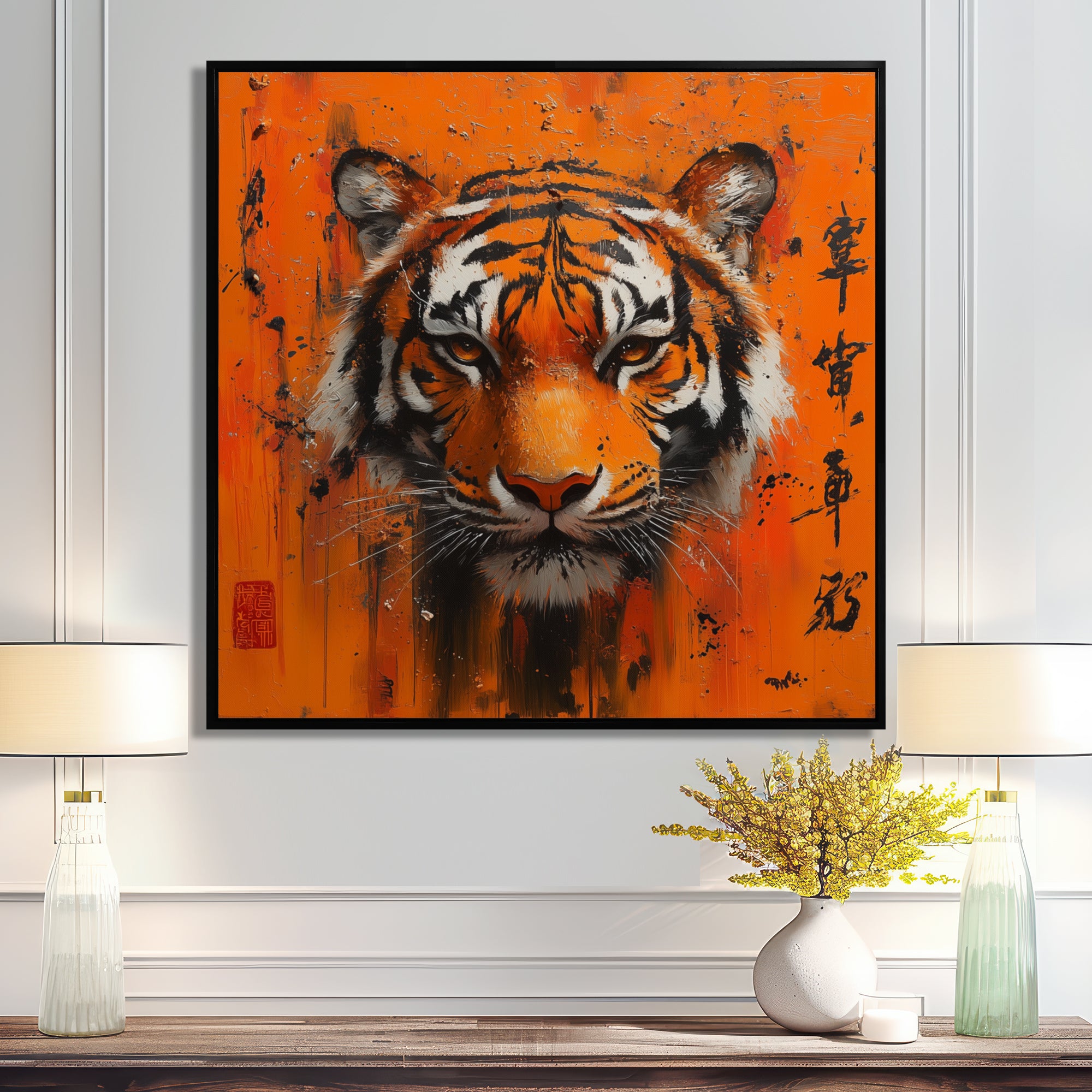 Chinese Tiger Blazing Courage - Tiger Wall Art Prints