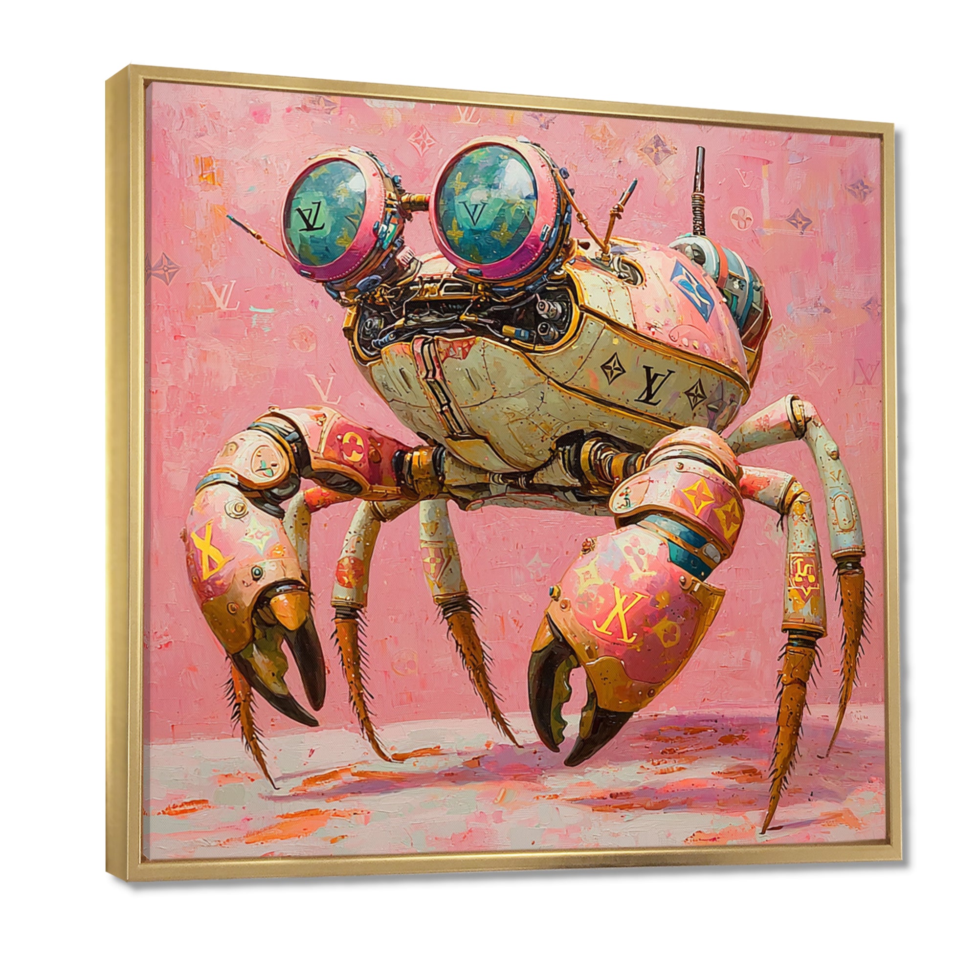 Pink And Green Crab A Walking Robot - Pink Crab Wall Art