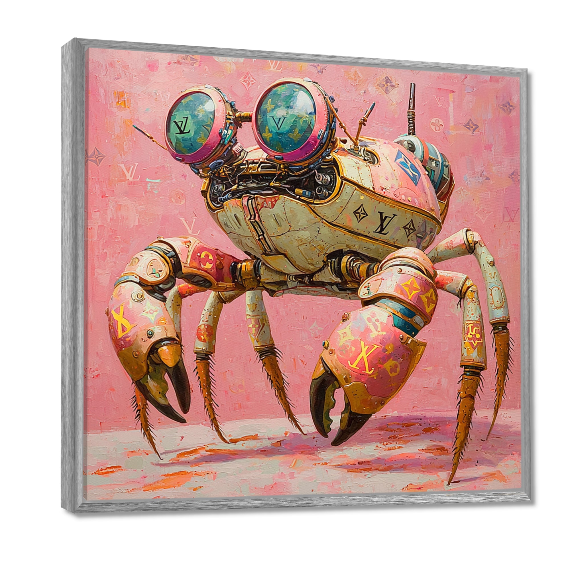 Pink And Green Crab A Walking Robot - Pink Crab Wall Art