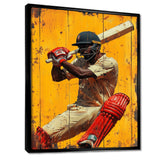 Red And Yellow Sport Cricket Batsmans Stance - Cricket Sport Canvas Wall Art