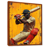 Red And Yellow Sport Cricket Batsmans Stance - Cricket Sport Canvas Wall Art