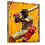 Red And Yellow Sport Cricket Batsmans Stance - Cricket Sport Canvas Wall Art