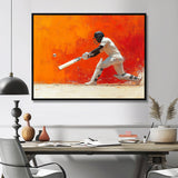 Orange And White Sport Cricket Cover Drive - Cricket Sport Canvas Wall Art