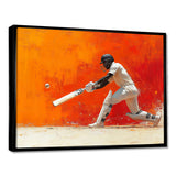 Orange And White Sport Cricket Cover Drive - Cricket Sport Canvas Wall Art