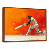 Orange And White Sport Cricket Cover Drive - Cricket Sport Canvas Wall Art