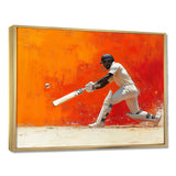 Orange And White Sport Cricket Cover Drive - Cricket Sport Canvas Wall Art