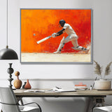 Orange And White Sport Cricket Cover Drive - Cricket Sport Canvas Wall Art
