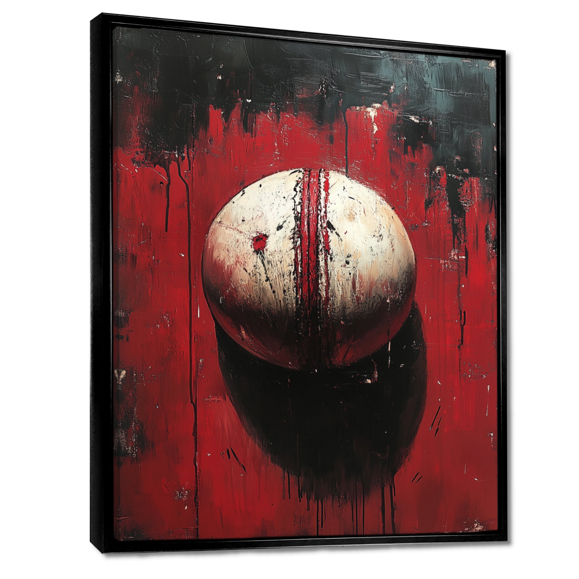Red And White Sport Cricket Ball - Cricket Sport Canvas Wall Art