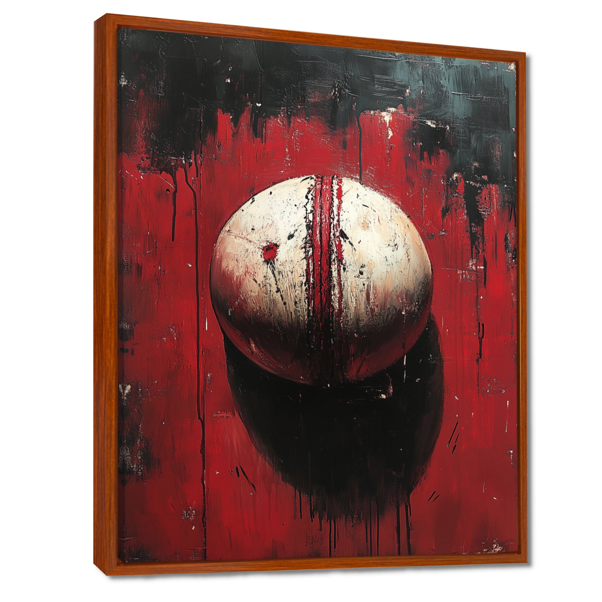 Red And White Sport Cricket Ball - Cricket Sport Canvas Wall Art