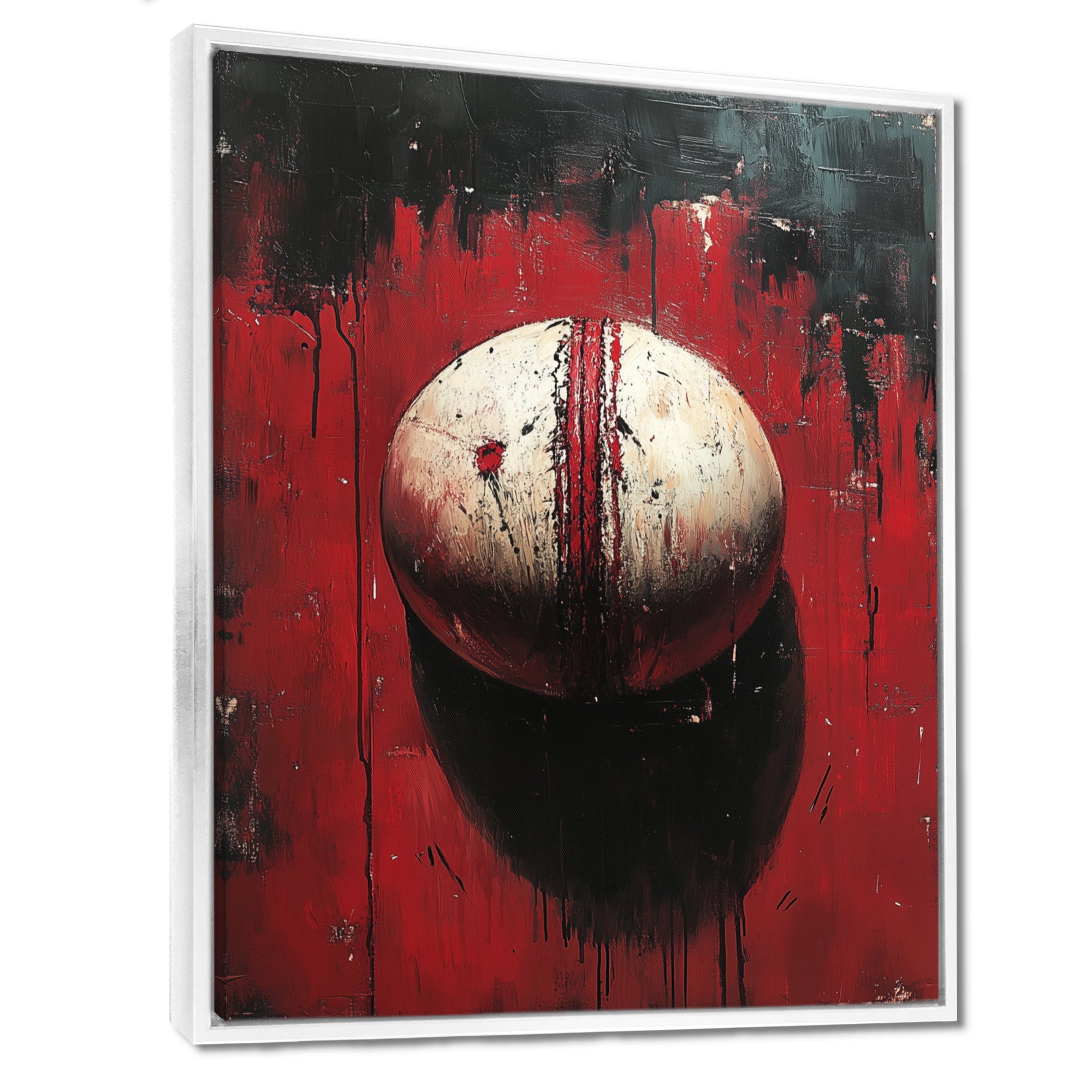 Red And White Sport Cricket Ball - Cricket Sport Canvas Wall Art