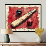 Red And Black Sport Cricket Equipment - Cricket Sport Canvas Wall Art
